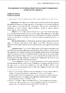 The Assessment Of Hydroelectricity Development Possibilities In Syunik Region (Armenia)