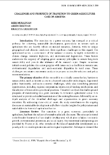 Challenges And Prospects Of Transition To Green Agriculture: Case Of Armenia