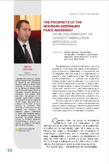 The Prospects of the Armenian-Azerbaijani Peace Agreement From the Viewpoint of Conﬂict Resolution Methodology