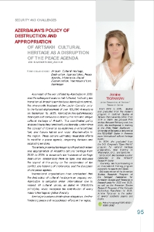 Azerbaijan's Policy of Destruction and Appropriation of Artsakh Cultural Heritage as a Disruption of the Peace Agenda