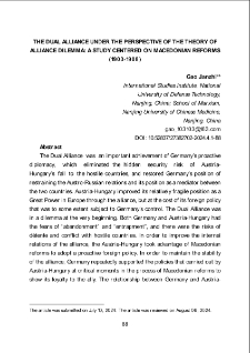The Dual Alliance Under the Perspective of the Theory of Alliance Dilemma: A Study Centered on Macedonian Reforms (1903-1908)