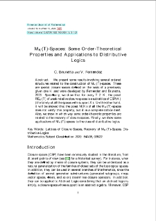 MK(T)-Spaces: Some Order-Theoretical Properties and Applications to Distributive Logics