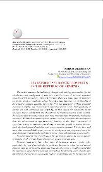 Livestock Insurance Prospects in the Republic of Armenia