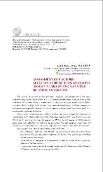 Assessment of Factors Affecting the Return on Equity (ROE) in Banks by the Example of Ameriabank CJSC