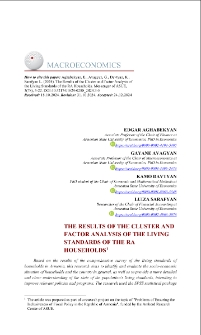 The Results of the Cluster and Factor Analysis of the Living Standards of the RA Households