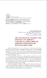 The Main Issues of Assessing the Efficiency of Armenian Commercial Banks Through Summary Coefficients of Financial Indicators