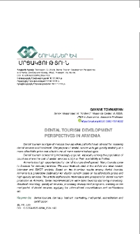 Dental Tourism Development Perspectives In Armenia