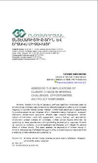 Assessing the Implications of Climate Change in Armenia: Challenges, Opportunities, and Policy Responses