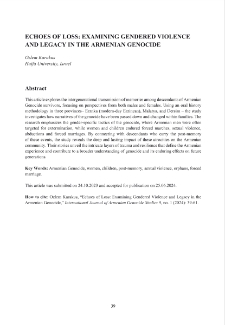 Echoes of Loss: Examining Gendered Violence and Legacy in the Armenian Genocide