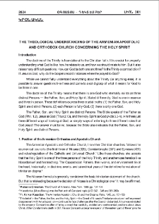 The theological understanding of the Armenian Apostolic and Orthodox Church concerning the Holy Spirit