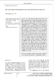 Metaphysics of Reasons and the Defense of Society