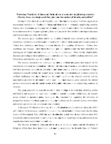 Workshop “Synthesis of Islam and Nationalism in Armenia’s neighboring countries (Turkey, Iran, Azerbaijan and Georgia): transformations of identity and politics”