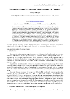 Magnetic Properties of Dinuclear and Trinuclear Copper (II) Complexes