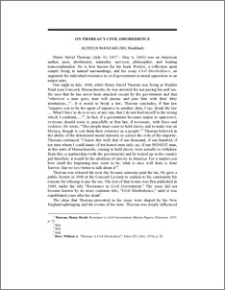 On Thoreau's Civil Disobedience