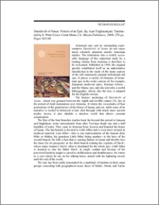 Daredevils of Sasun: Poetics of an Epic. By Azat Yeghiazaryan. Translated by S. Peter Cowe. Costa Mesa, CA: Mazda Publishers, 2008. 270 pp.