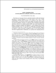 Some Considerations on the Armenian Lapidary Lexicon at Anavarza