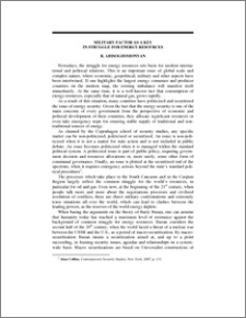 Military Factor as a Key in Struggle for Energy Resources
