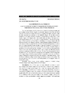 Calculation Of Schmitt Triggers Depending On Input Threshold Voltages, The Inverse Problem