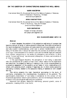 On the Question of Characterizing Subjective Well-Being