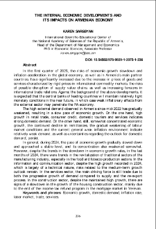 The Internal Economic Developments and Its Impacts on Armenian Economy