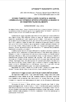 Giovanni Francesco Gemelli Careri, Da Napoli Al Naxiǰevan: L’Armenia E Il Suo Patrimonio Artistico At-traverso Lo Sguardo Di Un Viaggiatore Italiano Del Seicento