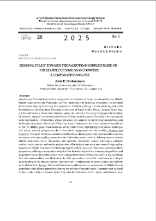 Regional Policy Towards the Palestinian Conflict Based on the Example of Some Arab Countries: A Comparative Analysis