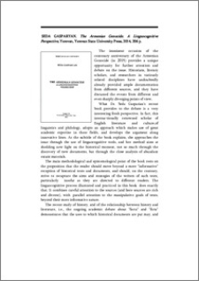 Seda Gasparyan. The Armenian Genocide A Linguocognitive perspective, Yerevan, Yerevan State University Press, 2014, 206 p.