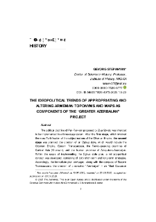 The Ideopolitical Trends of Appropriating and AlteringArmenian Toponyms and Maps as Components of the “Greater Azerbaijan” Project
