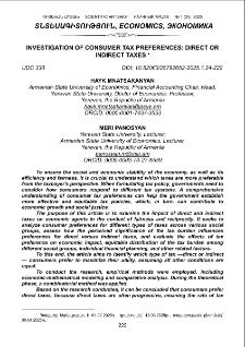 Investigation of Consumer Tax Preferences: Direct or Indirect Taxes