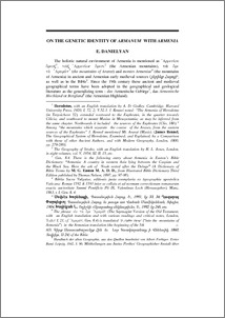 On the Genetic Identity of Armanum with Armenia