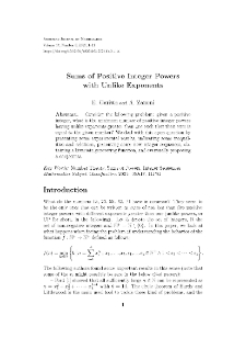 Sums of Positive Integer Powers with Unlike Exponents