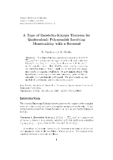 A Type of Eneström-Kakeya Theorem for Quaternionic Polynomials Involving Monotonicity with a Reversal