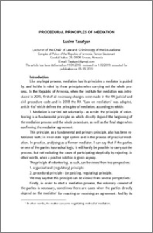Procedural Principles of Mediation