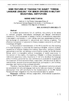 Some Features of Teaching the Subject “Foreign Language (English)” for Senior Officers in Military Educational Institutions