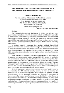 The Main Actors of Civilian Oversight as a Mechanism for Ensuring National Security