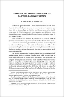 Genocide de la population noire du darfour: Reisons et motifs