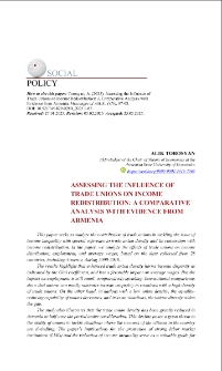 Assessing the Influence of Trade Unions on Income Redistribution:A Comparative Analysis with Evidence from Armenia