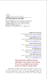 The Proposed Approach for Assessing the Impact of CFR on WACC in Alcoholic Beverage Manufacturing Companies