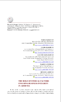 The Role of Ethical Factors in Ensuring Business Integrity in Armenia