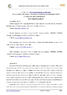 Evaluating The Impact Of Chess Learning On Children With Autism Spectrum Disorders