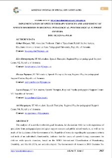 Implementation Of Speech Therapy Services And Assessment Of Speech Disorders In Regional Pedagogical-Psychological Support Centers