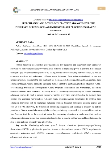 Speech-Language Pathology Practice Advancement: The Influence Of Research And Evidence-Based Practice On Staying Current