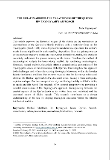 The Debates Around The Createdness Of The Qur’an: Ibn Taymiyyah’s Approach