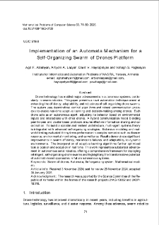 Implementation of an Automata Mechanism for a Self-Organizing Swarm of Drones Platform