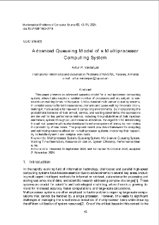 Advanced Queueing Model of a Multiprocessor Computing System