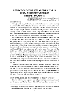 Reflection of the 2020 Artsakh War in Certain Manifestations of Internet Folklore