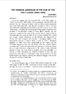 The Viennese Armenians in the War of the Holy League (1683-1699)