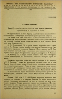 Улар (Tetraogallus caspius Gm.) на горе Арагац (Алагяз)