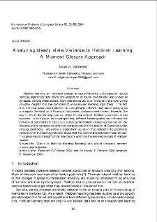 Analyzing steady state Variance in Hebbian Learning: A Moment Closure Approach