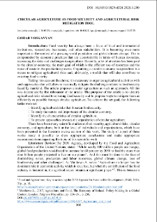 Circular Agriculture As Food Security And Agricultural Risk Mitigation Tool